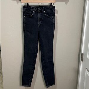 We The Free People Jeans Skinny Slim Vintage Black Raw Hem Fray